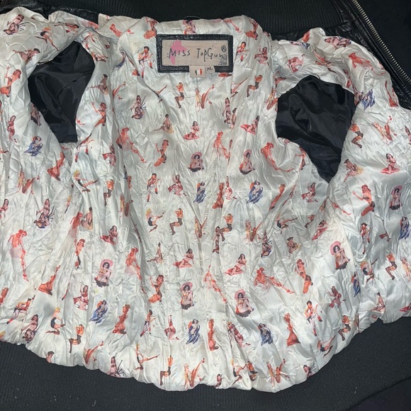 Black Genuine Leather Authentic Miss Top Gun Jacket - Picture 6 of 7